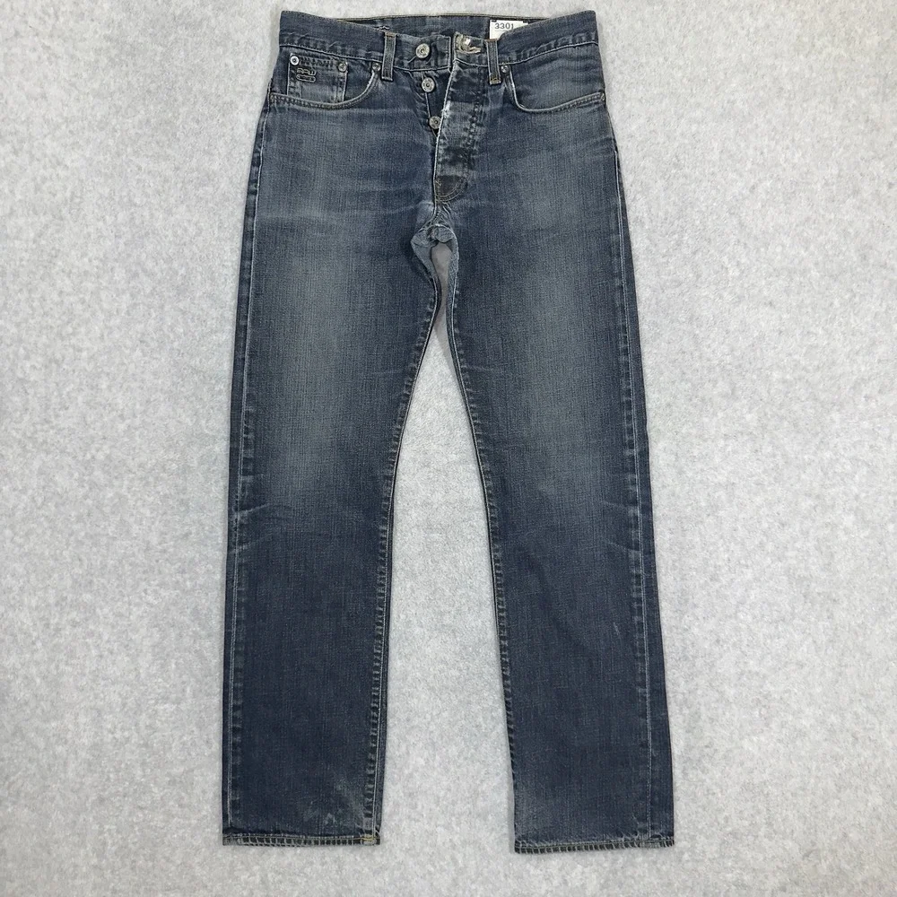 G‎ Star Raw Jeans Mens 28x32 3301 Original Straight Button Fly Whiskered Skater